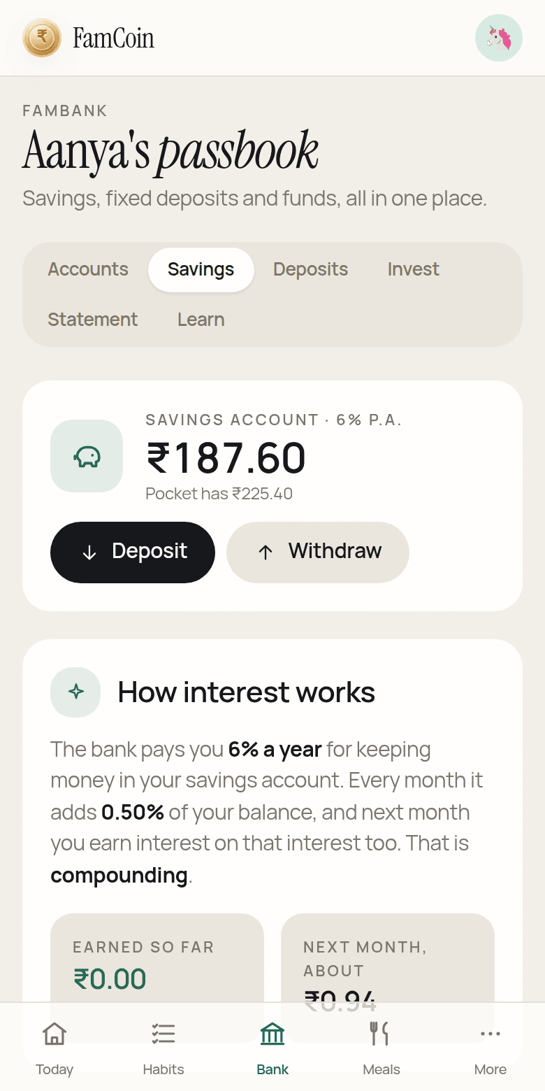 FamBank: a savings account with interest she can watch add up